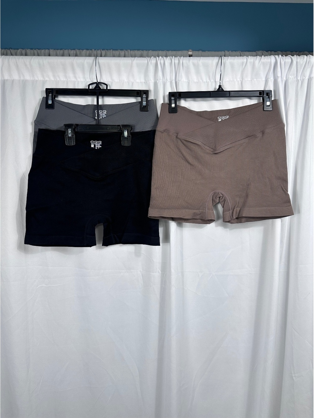 OQQ Women's Ribbed Nylon Spandex Shorts XL Set of 3